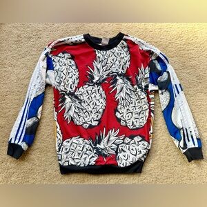 adidas x Farm Rio Pineapple Musa Leaf Oversized Boyfriend Crewneck Sweater 2XS